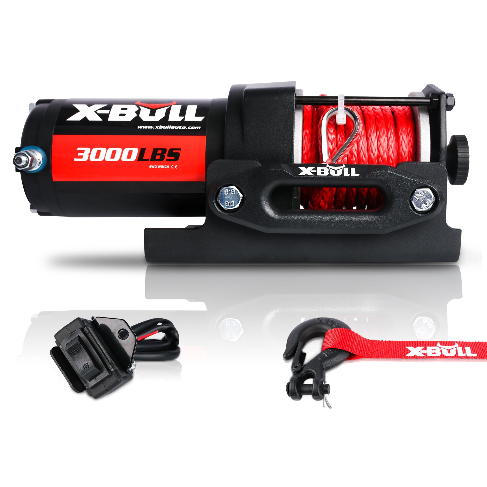 X-BULL Electric Winch 3000LBS Synthetic Rope 12V Winch for Towing ATV/UTV Off Road