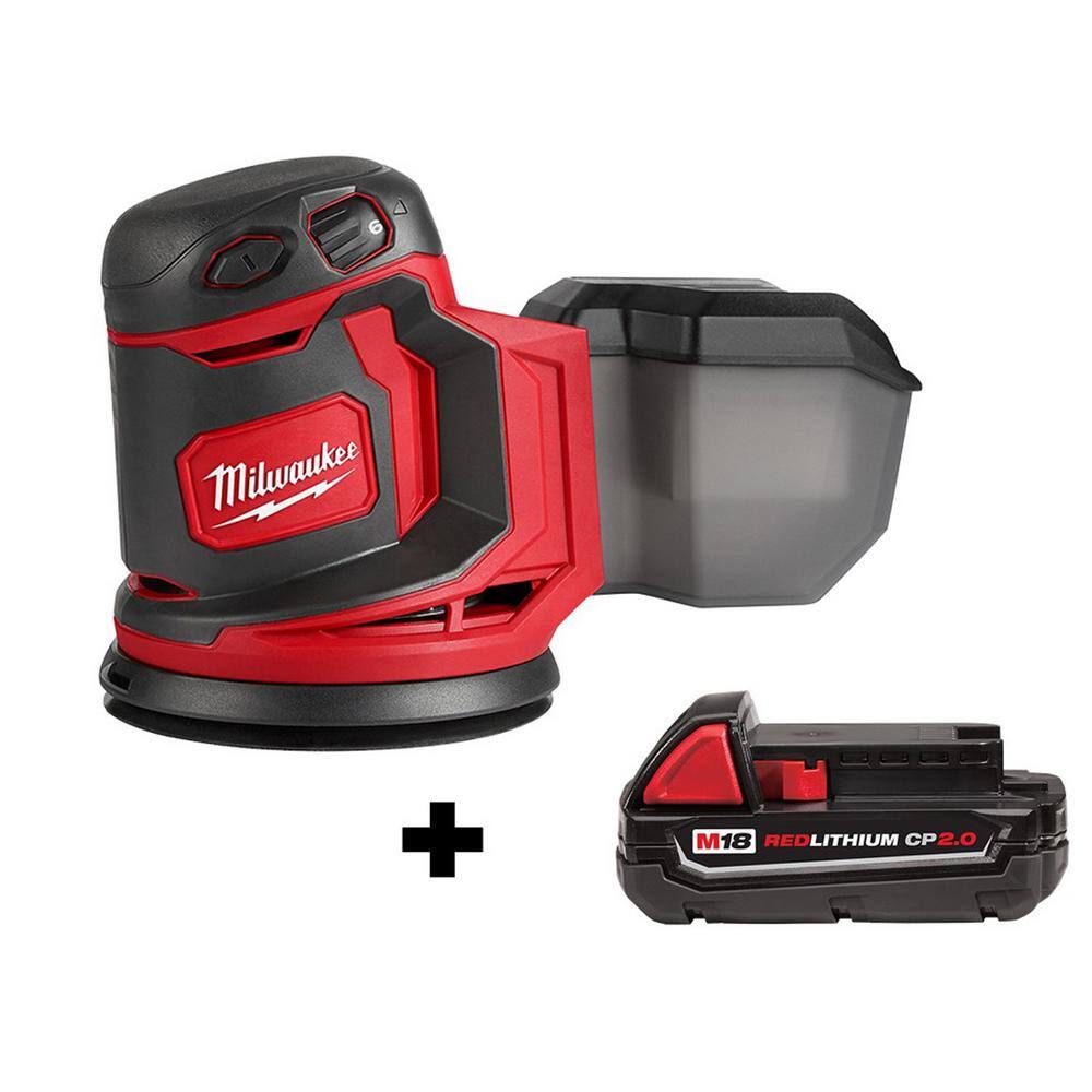 Milwaukee 2648-20-48-11-1820 M18 18V Lithium-Ion Cordless 5 in. Random Orbit Sander with 2.0 Ah Compact Battery
