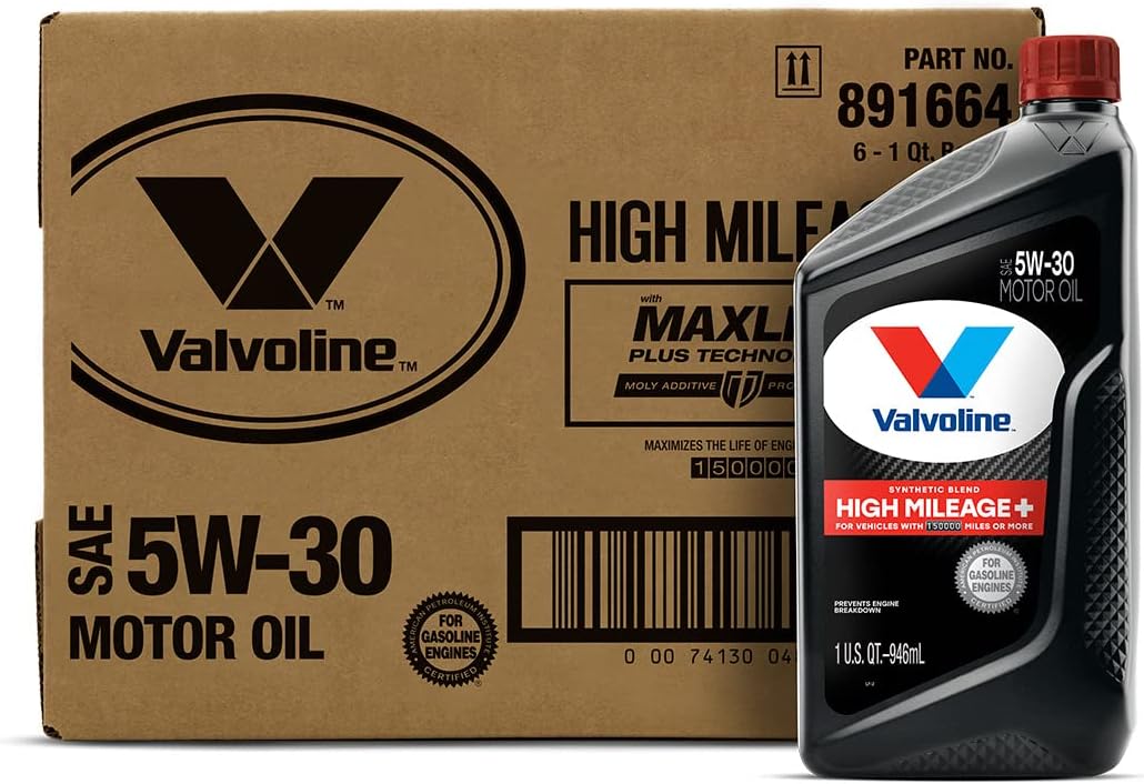 Valvoline High Mileage 150K with Maxlife Plus Technology Motor Oil SAE 5W-30 1 QT. Case of 6