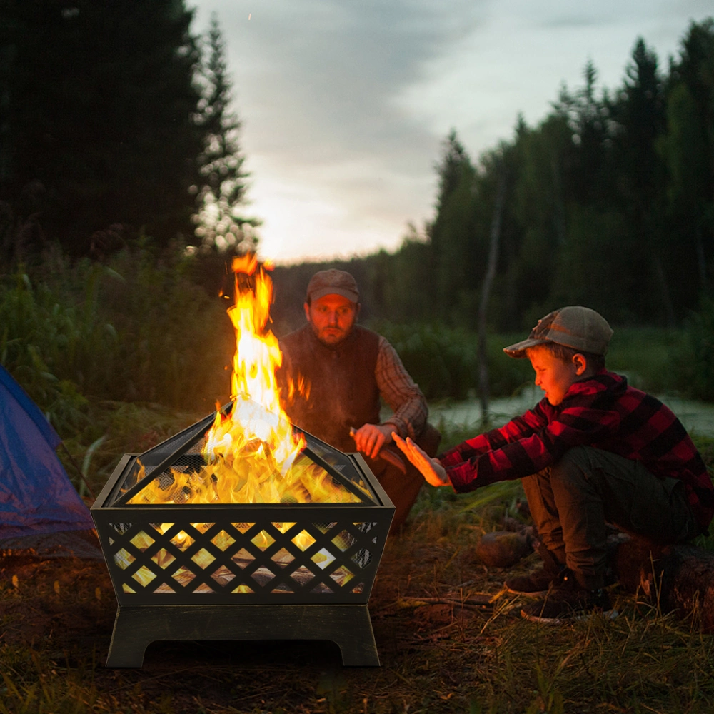 DISCOUNTTODAY 26.4″ Fireplace Backyard Wood Burn Heater Steel Bowl Star Patio Fire Pit Outdoor (26.38 x 26.38 x 23)”