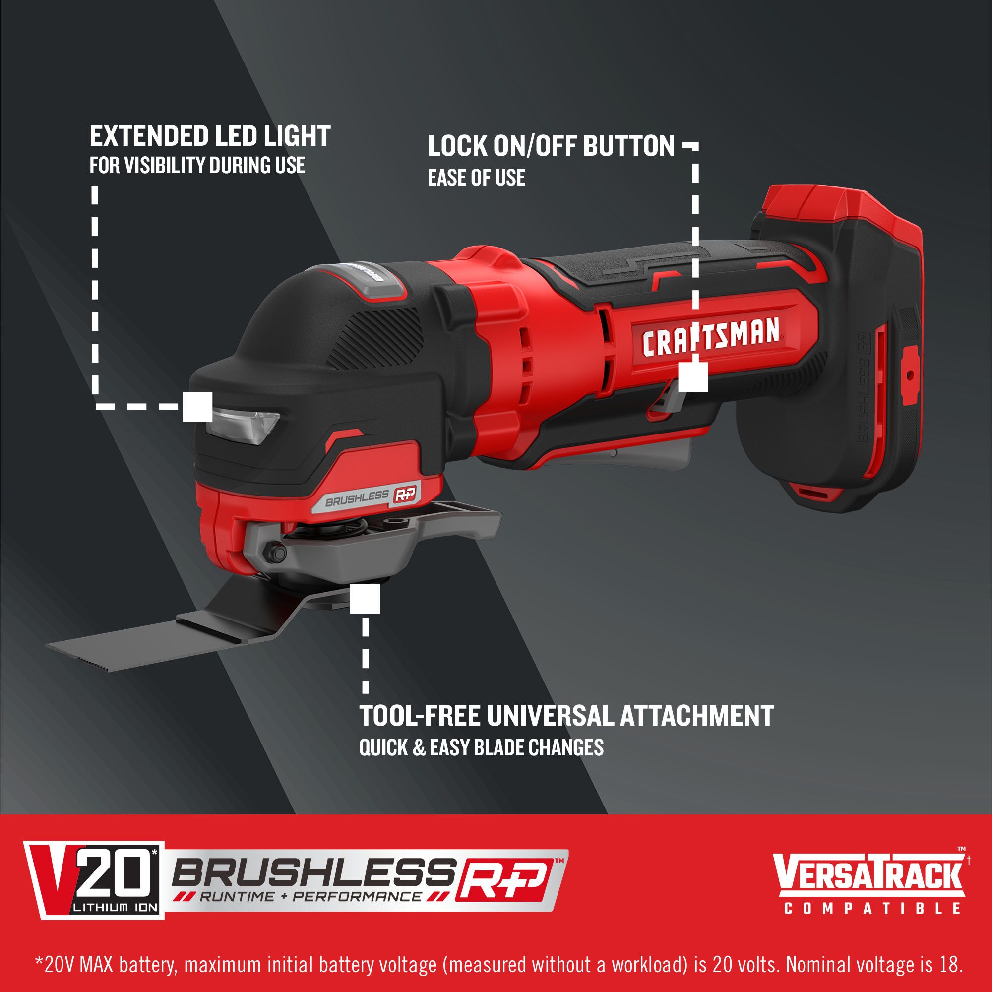 CRAFTSMAN V20 RP Brushless 20-Volt Max Variable Speed Oscillating Multi-Tool Kit Case
