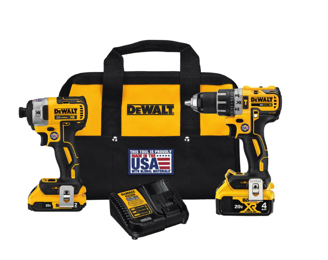 DEWALT DCK287D1M1 20-Volt MAX XR Cordless Brushless Hammer Drill/Impact Combo Kit (2-Tool) with (1) 4.0Ah Battery & (1) 2.0Ah Battery