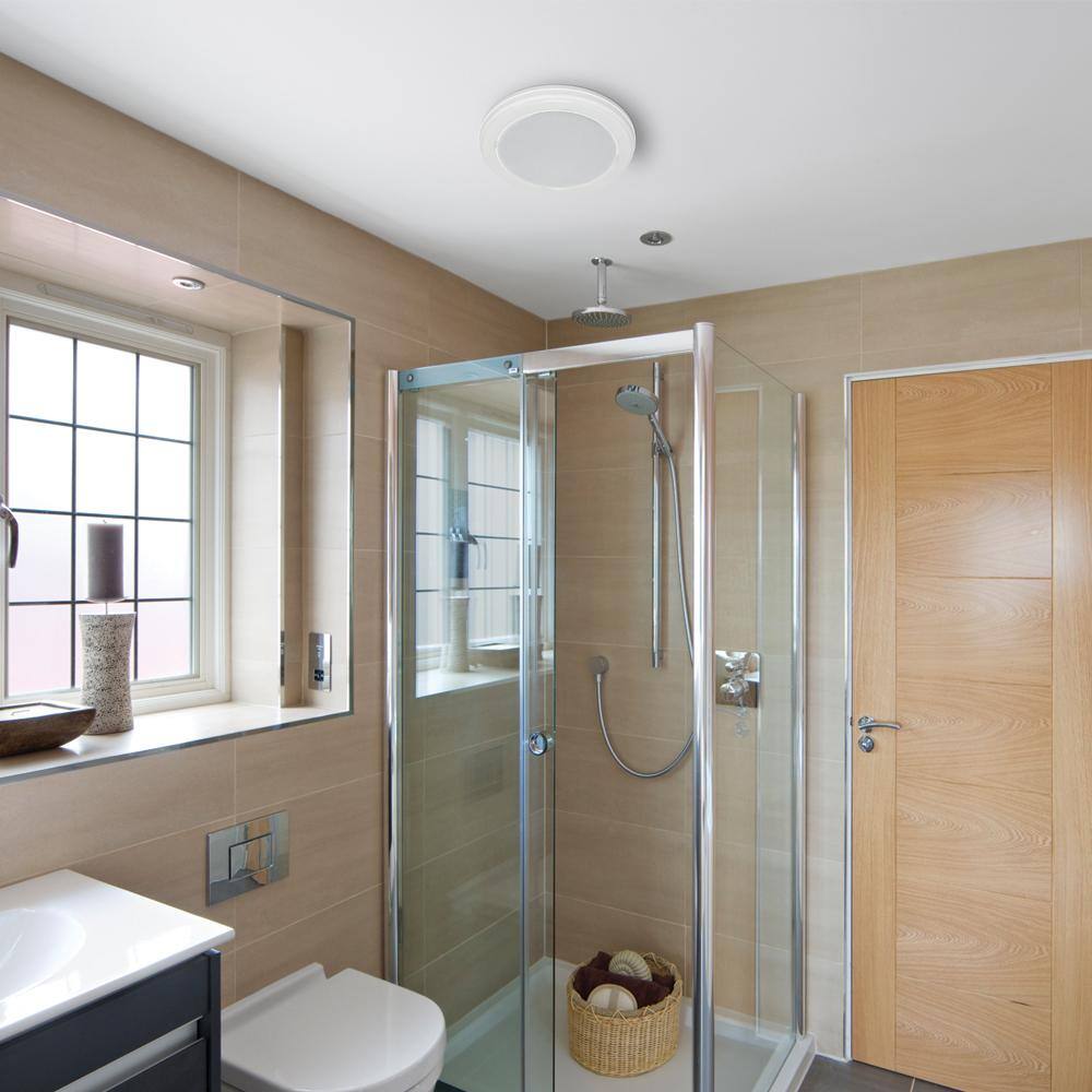 HOMEWERKS 7130-18-BT 80 CFM Ceiling Mount Bathroom Exhaust Fan with Bluetooth Speaker and LED Light