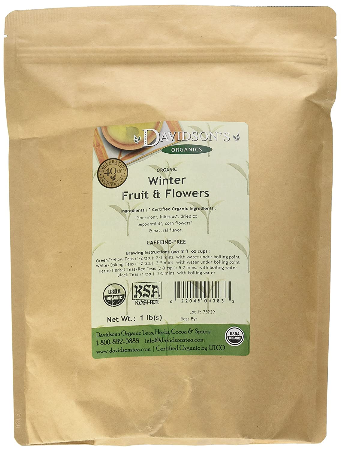 Davidson-s Tea Bulk. Winter Fruit And Flower. 16-Ounce Bag
