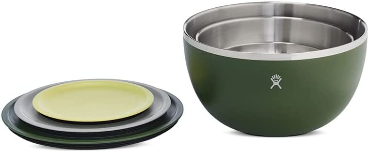 Hydro Flask 5 Qt Outdoor Kitchen Bowl - Stainless Steel Dinnerware Reusable Camping Gear Mess Kit - Dishwasher Safe (Olive)