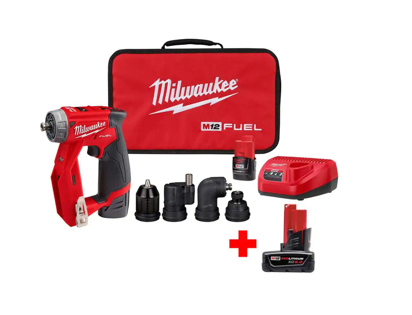 Milwaukee 2505-22-48-11-2460 M12 FUEL 12-Volt Lithium-Ion Brushless Cordless 4-in-1 Interchangeable 3/8 in. Drill Driver Kit with 6.0 Ah Battery