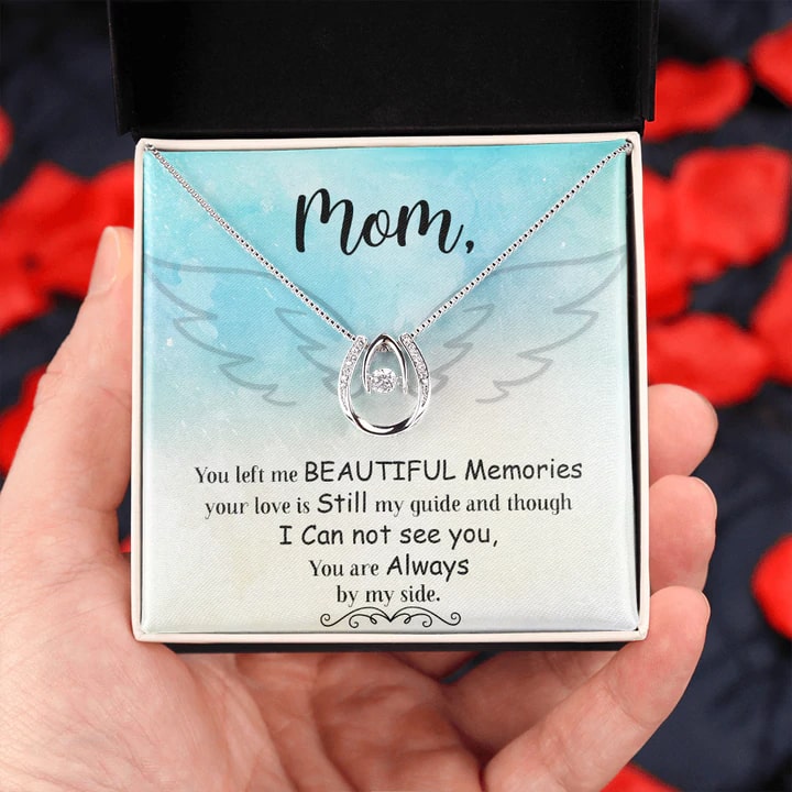 Cubic Zirconia Crystal necklace. White Gold Over Stainless Steel necklace gift box for Mother's Day