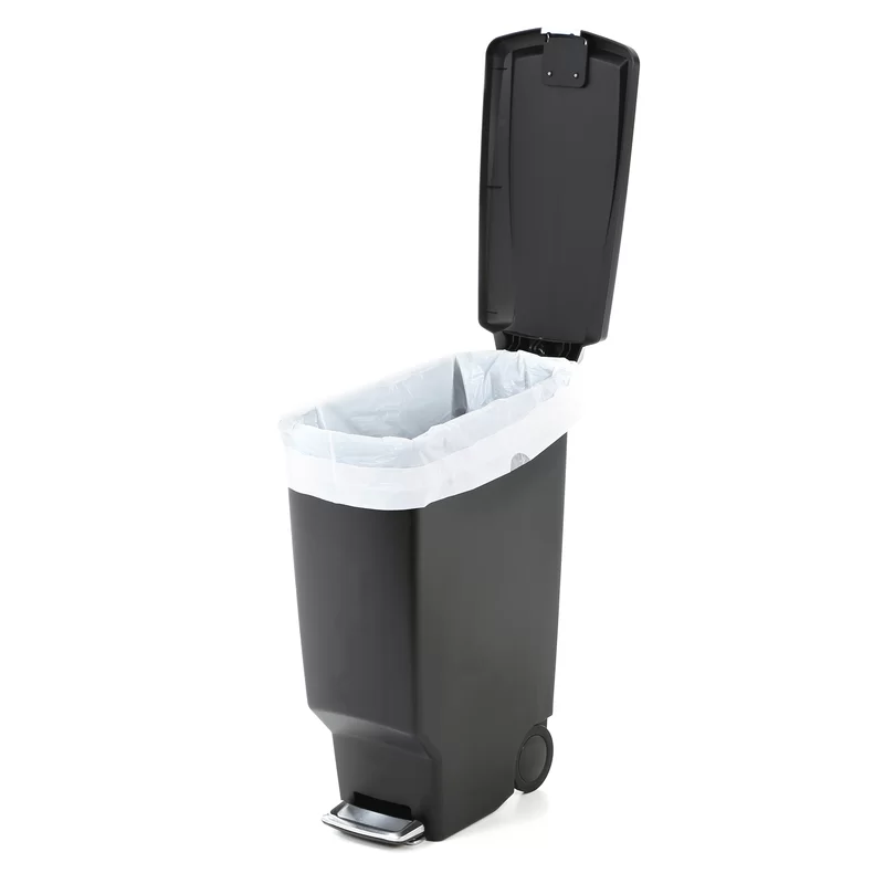 simplehuman 40 Liter / 10.6 Gallon Slim Kitchen Step Trash Can With Secure Slide Lock. Black Plastic