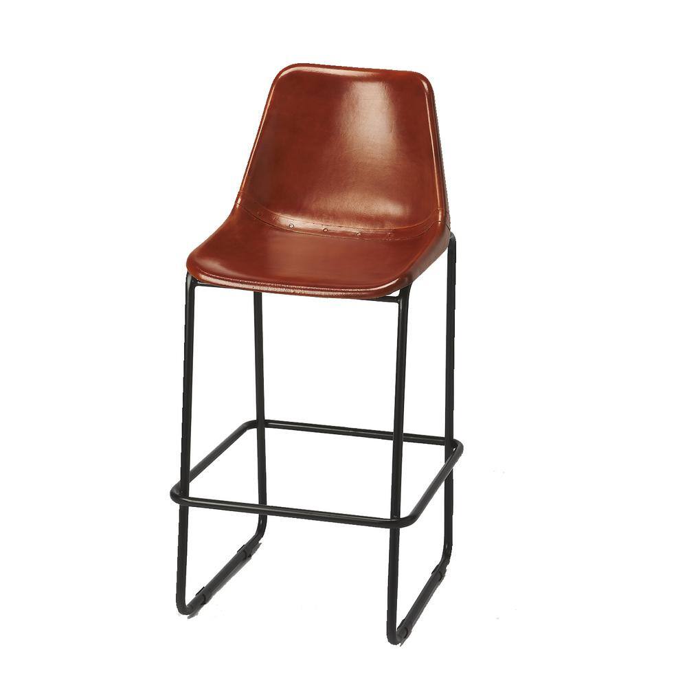 HomeRoots  Amelia 42 in. H Brown Low Back Metal/Wood Bar Height (28-33 in.) Bar Stool