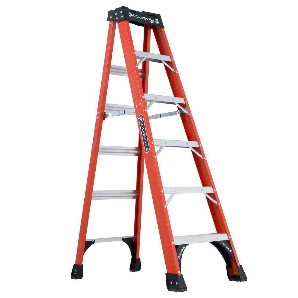 Louisville Ladder FS1406HD 6 ft. Fiberglass Step Ladder with 375 lbs. Load Capacity Type IAA Duty Rating