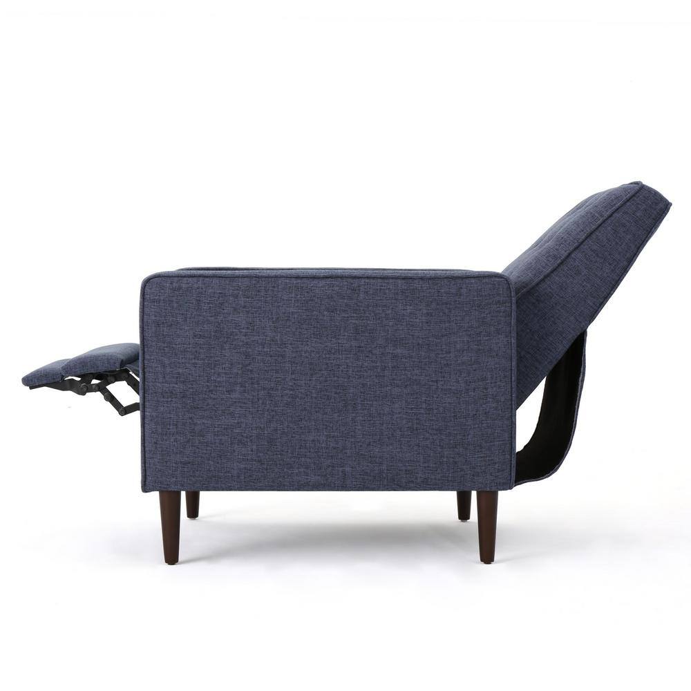 Noble House  Mervynn Modern Dark Blue Polyester Club Chair Recliners (Set of 2)