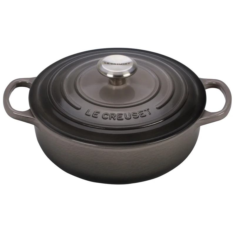 Le Creuset LS2598-247FSS Enameled Cast Iron Signature Sauteuse Oven. 3.5 qt.. Oyster