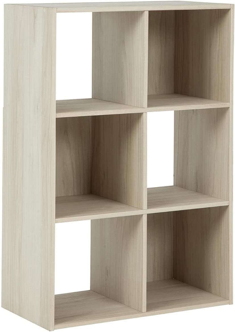 Signature Design by Ashley Socalle Modern 6 Cube Storage Organizer or Bookcase. Beige