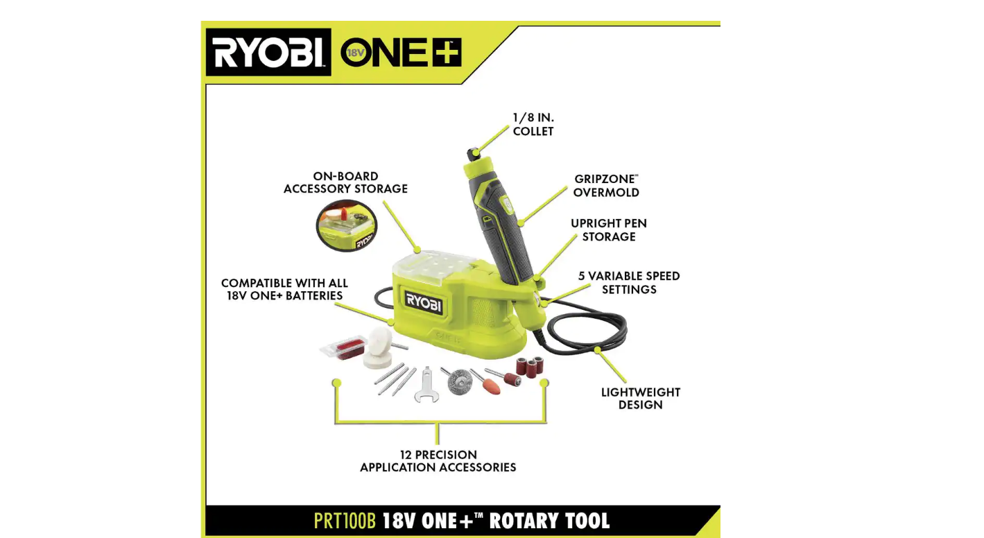 RYOBI PRT100B ONE+ 18V Cordless Precision Rotary Tool (Tool Only)