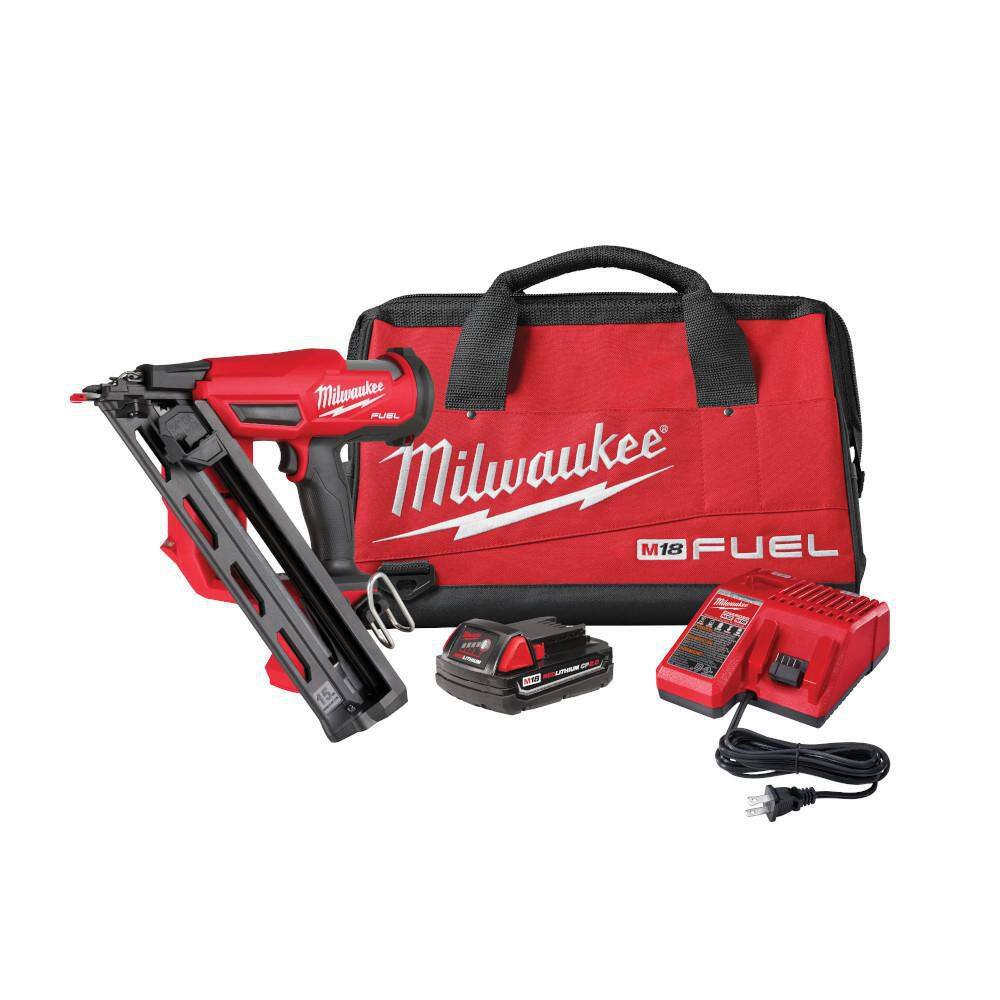 Milwaukee  M18 FUEL 18-Volt Lithium-Ion Brushless Cordless Gen II 15-Gauge Angled Finish Nailer Kit with 2.0Ah Battery and Charger