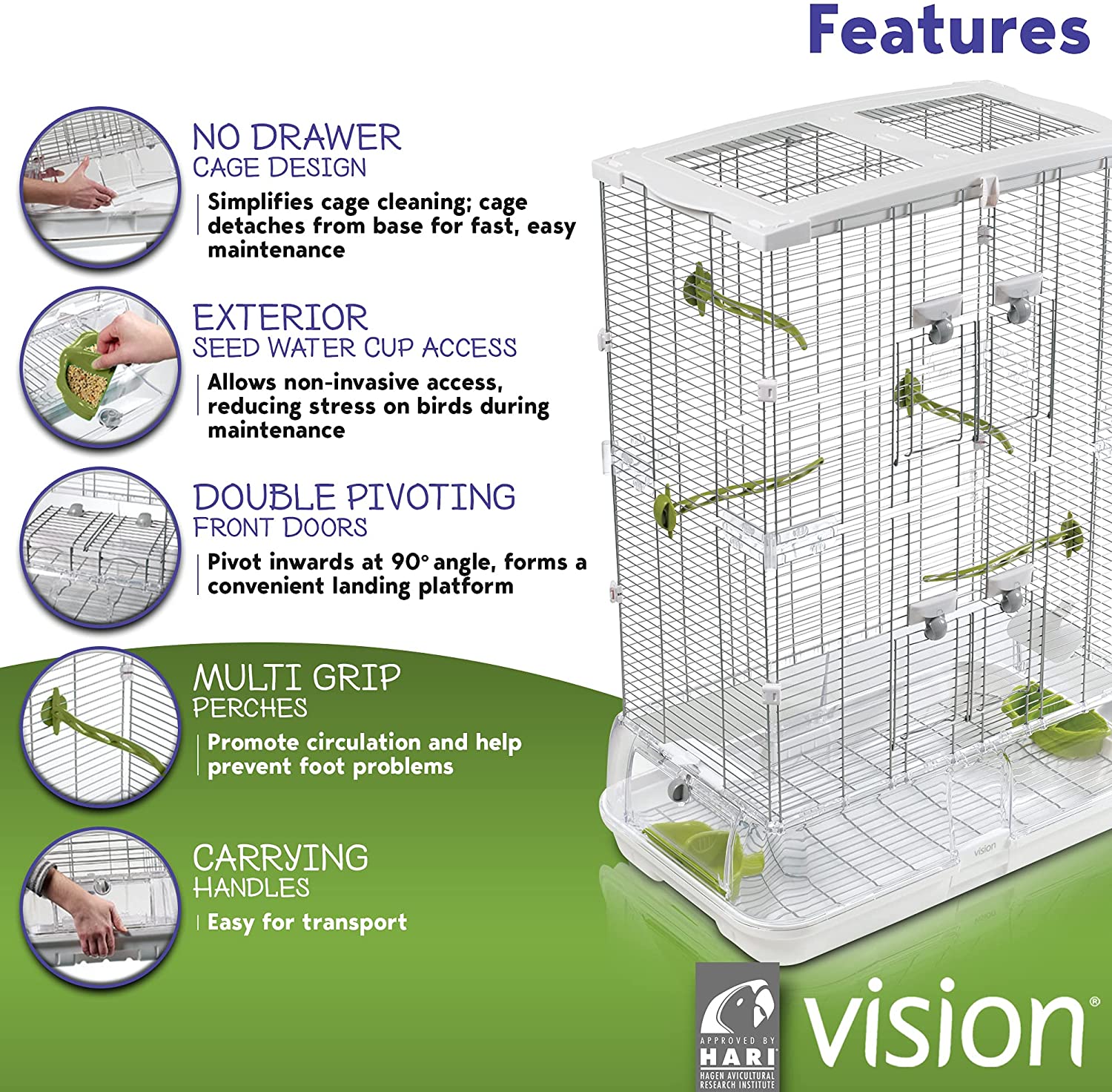 Vision Wire Bird Cage. Bird Home for Parakeets. Finches and Canaries. Medium