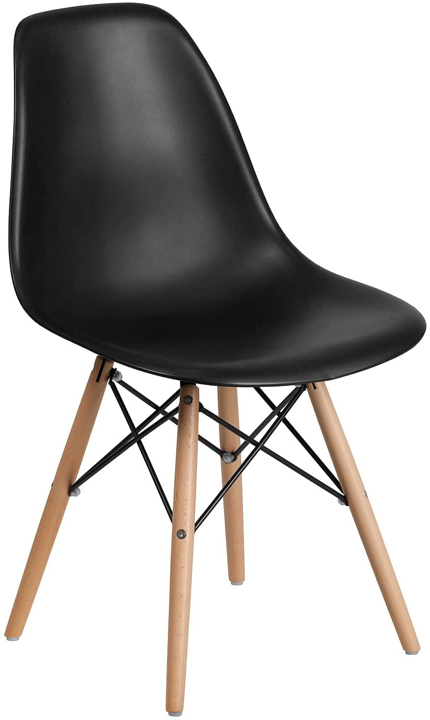 Flash Furniture ‎FH-130-DPP-BK-GG Elon Series Black Plastic Chair with Wooden Legs