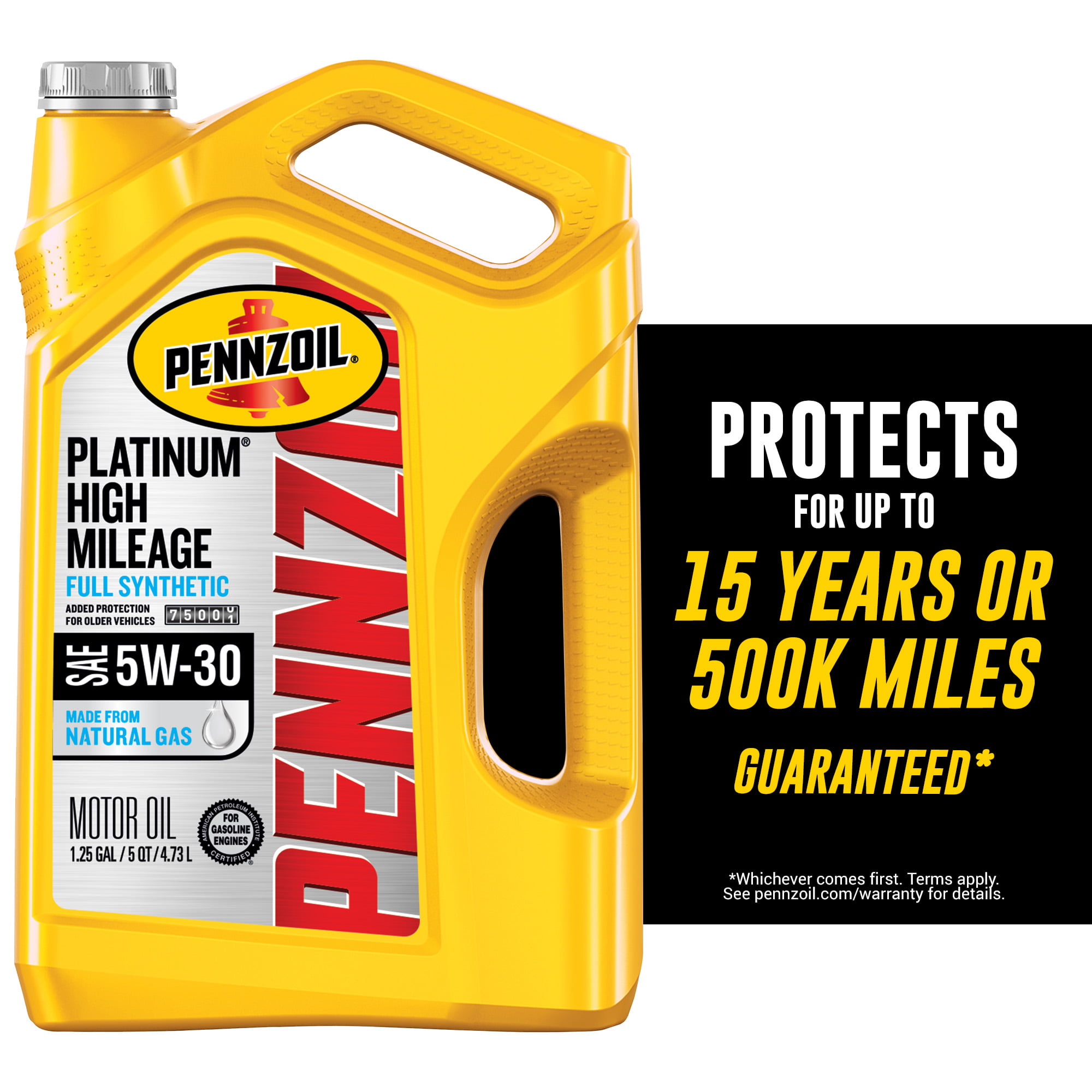 Pennzoil Platinum High Mileage Full Synthetic 5W-30 Motor Oil. 5 Quart