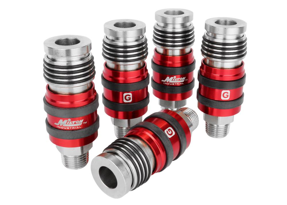 Milton 2 In ONE Universal Safety Exhaust Coupler - 1/2-in MNPT x 1/2-in Body Flow BX 5