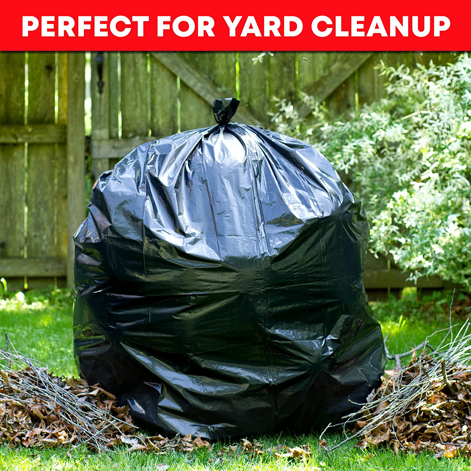 Tasker 65 Gallon Trash Bags for Toter. (w/Ties) Extra Large Black Garbage Bags. 50″W x 60″H - 32 Count