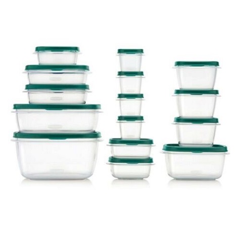 Rubbermaid Easy Find Lids Variety Set of 15. Food and Kitchen Storage with Forest Green Lids