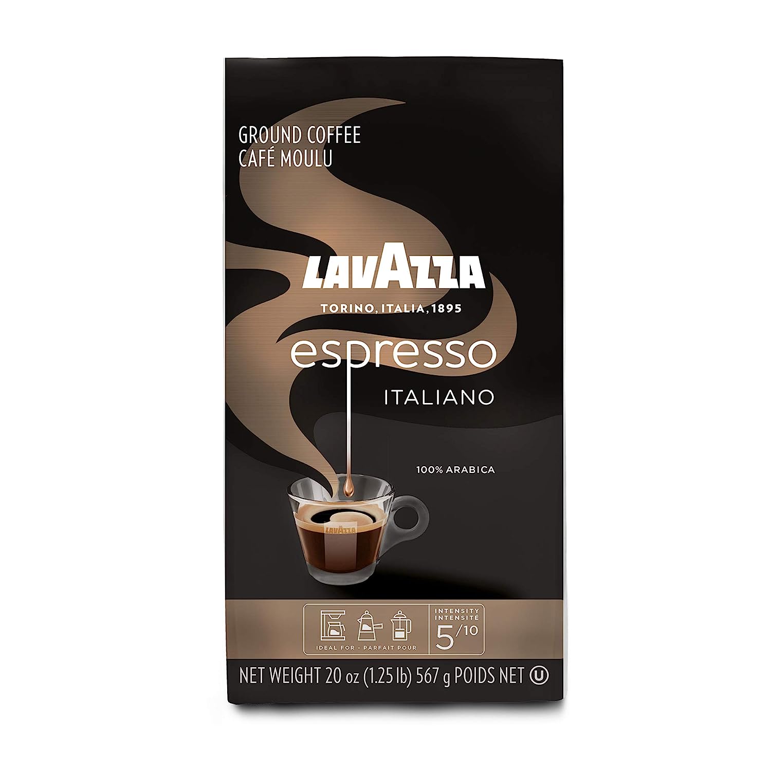 Lavazza Espresso Italiano Ground Coffee. 100% Arabica. 20 oz Soft Bag. Authentic Italian. 100% Arabic Ground Coffee. Blended And Roated in Italy. Value Pack Pack of 6