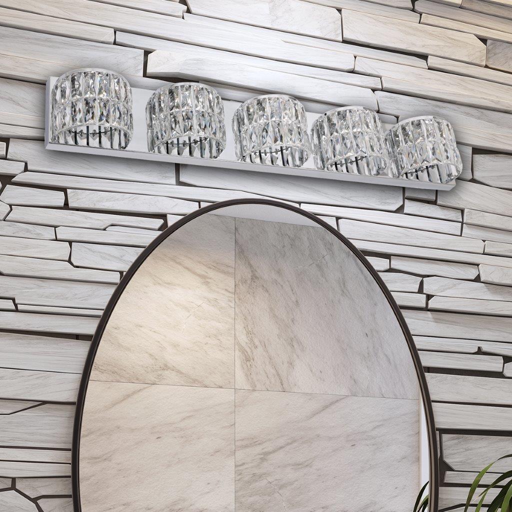 allen + roth Willow 34.25-in 5-Light Chrome LED Modern/Contemporary Vanity Light Bar