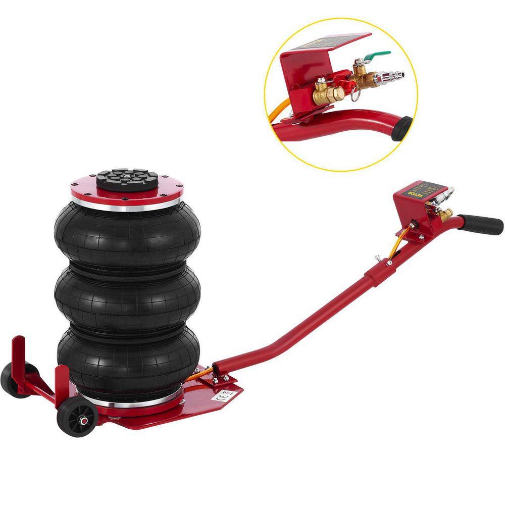 VEVOR QJD3TQNSRED000001V0 Triple Bag Air Jack 3-Ton Pneumatic Car Jack 6600 lbs. Air Jack Portable Lifting Up to 16 in.. Red