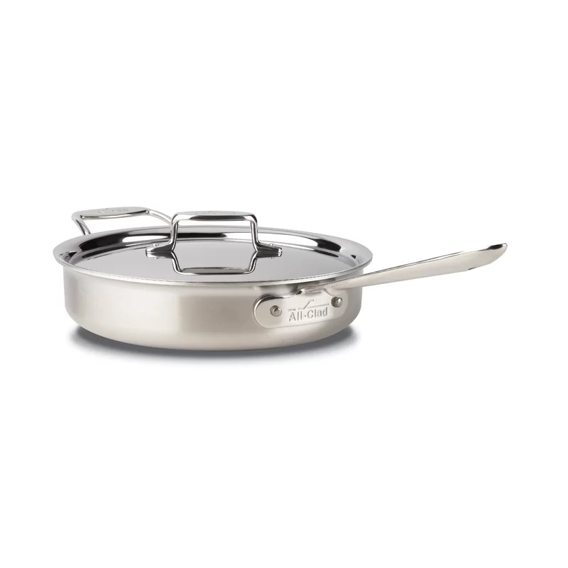 All-Clad BD55403 D5 Brushed Stainless Steel 5-ply Bonded Cookware. Saute Pan with lid. 3 quart. Silver
