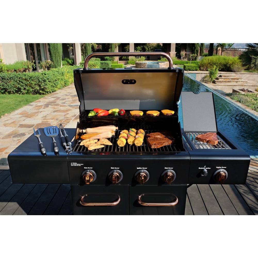 KENMORE PG-40409S0LB-2 4-Burner plus Side Burner Propane Gas Grill with Copper Accents