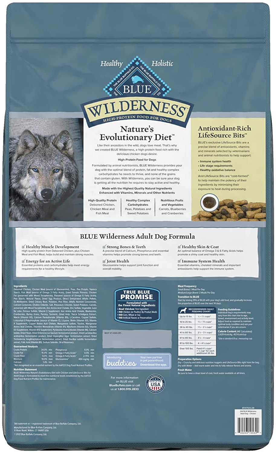 Blue Buffalo Wilderness High Protein. Natural Adult Dry Dog Food. Chicken 24-lb