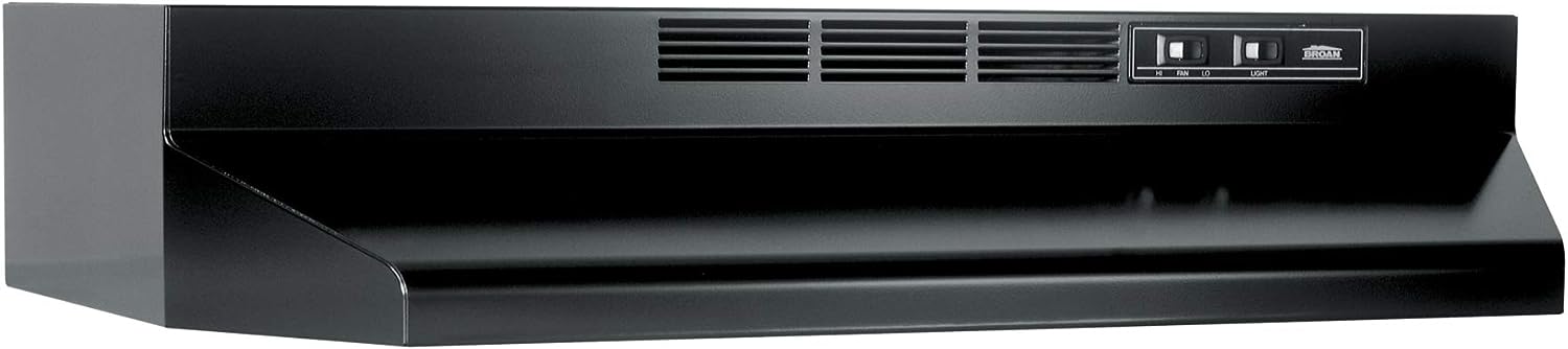 Broan-NuTone 413023 Ductless Range Hood Insert with Light. Exhaust Fan for Under Cabinet. 30-Inch. Black