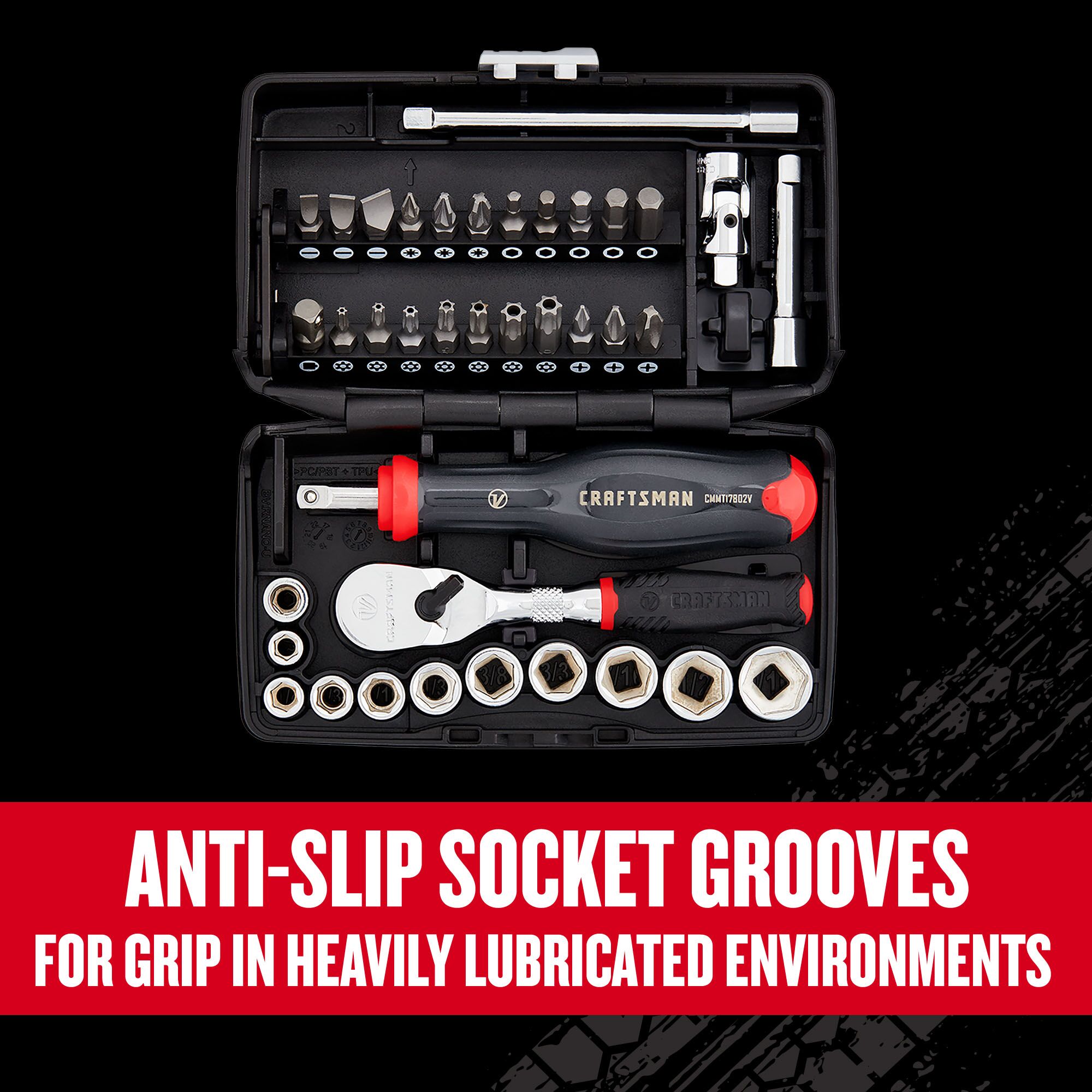 CRAFTSMAN V-Series 38-Piece Standard (SAE) 1/4-in Drive 6-point Set Shallow Socket Set