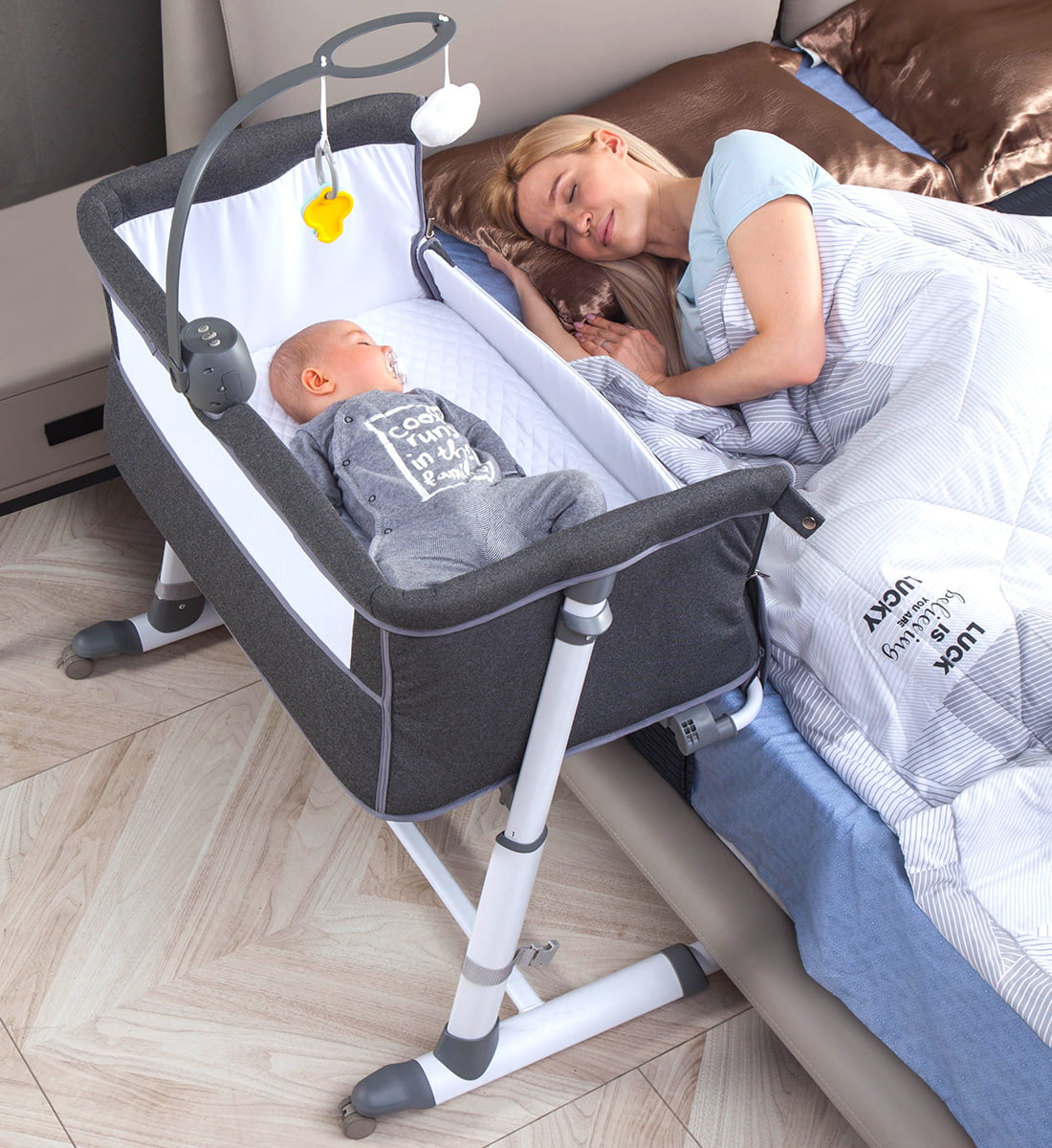 RONBEI Bassinet.Bassinet for Baby.Bedside Crib.Baby Bassinets Bedside Sleeper for Newborn Infant| Built-in Wheels