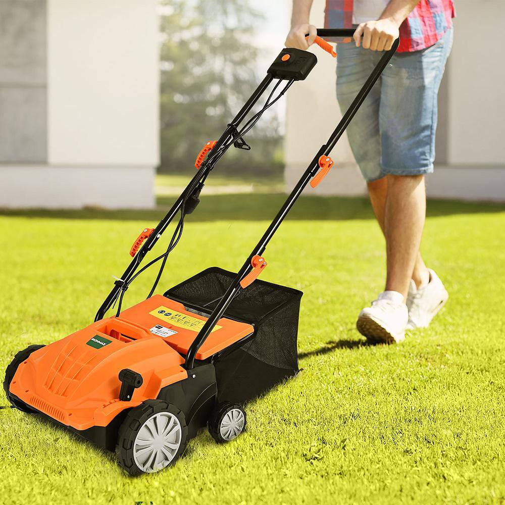 Costway ET1414US-OR 13 in. 12 Amp Corded Scarifier Electric Lawn Dethatcher w/40L Collection Bag Orange