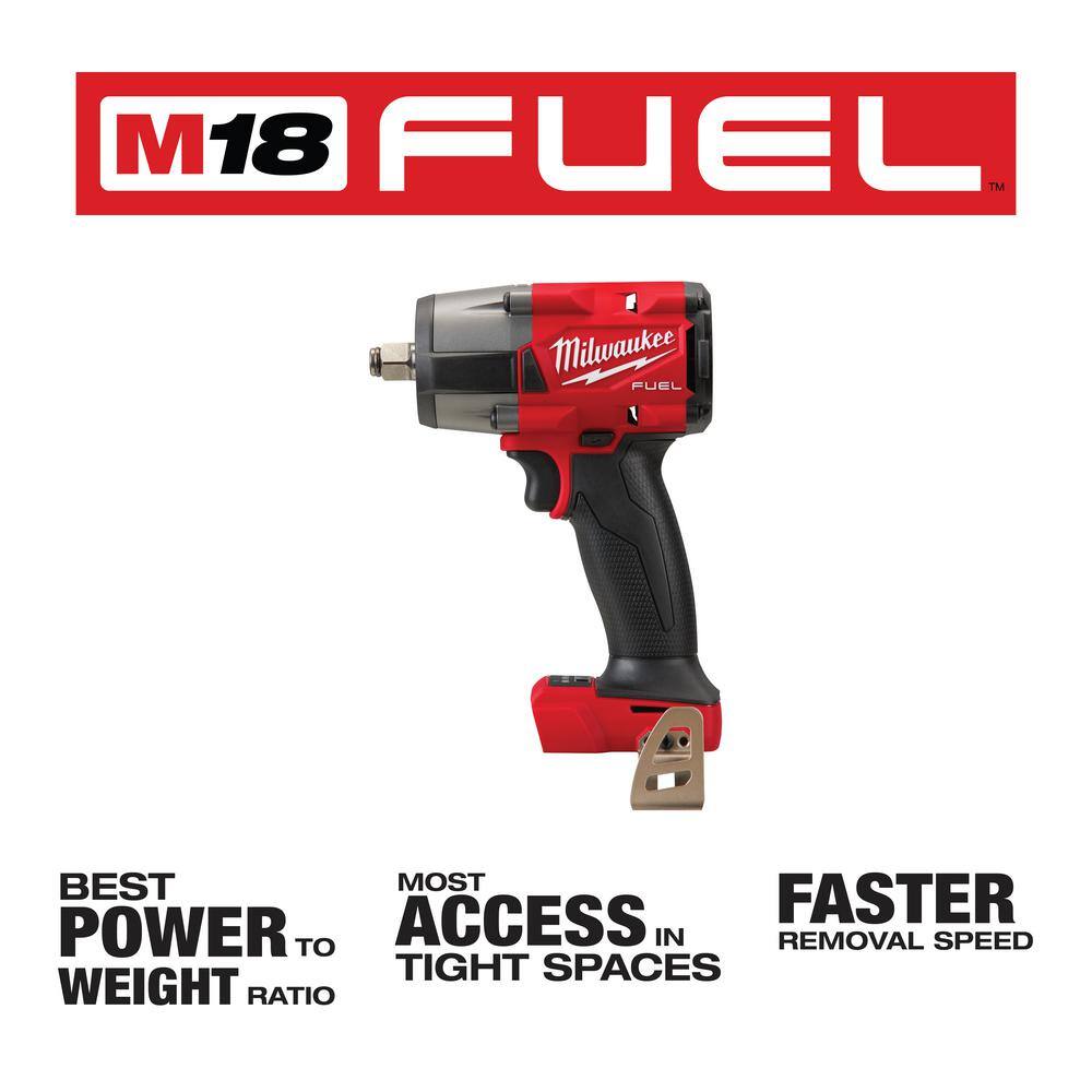 Milwaukee 2962-20 M18 FUEL Gen-2 18V Lithium-Ion Brushless Cordless Mid Torque 1/2 in. Impact Wrench w/Friction Ring (Tool-Only)