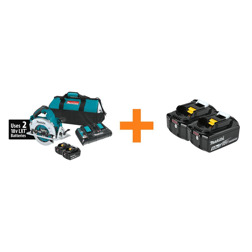 Makita XSH06PTBL1850B2 18V X2 LXT (36V) Brushless Cordless 7-1/4 in. Circular Saw Kit 5.0Ah with 18V LXT Battery Pack 5.0Ah