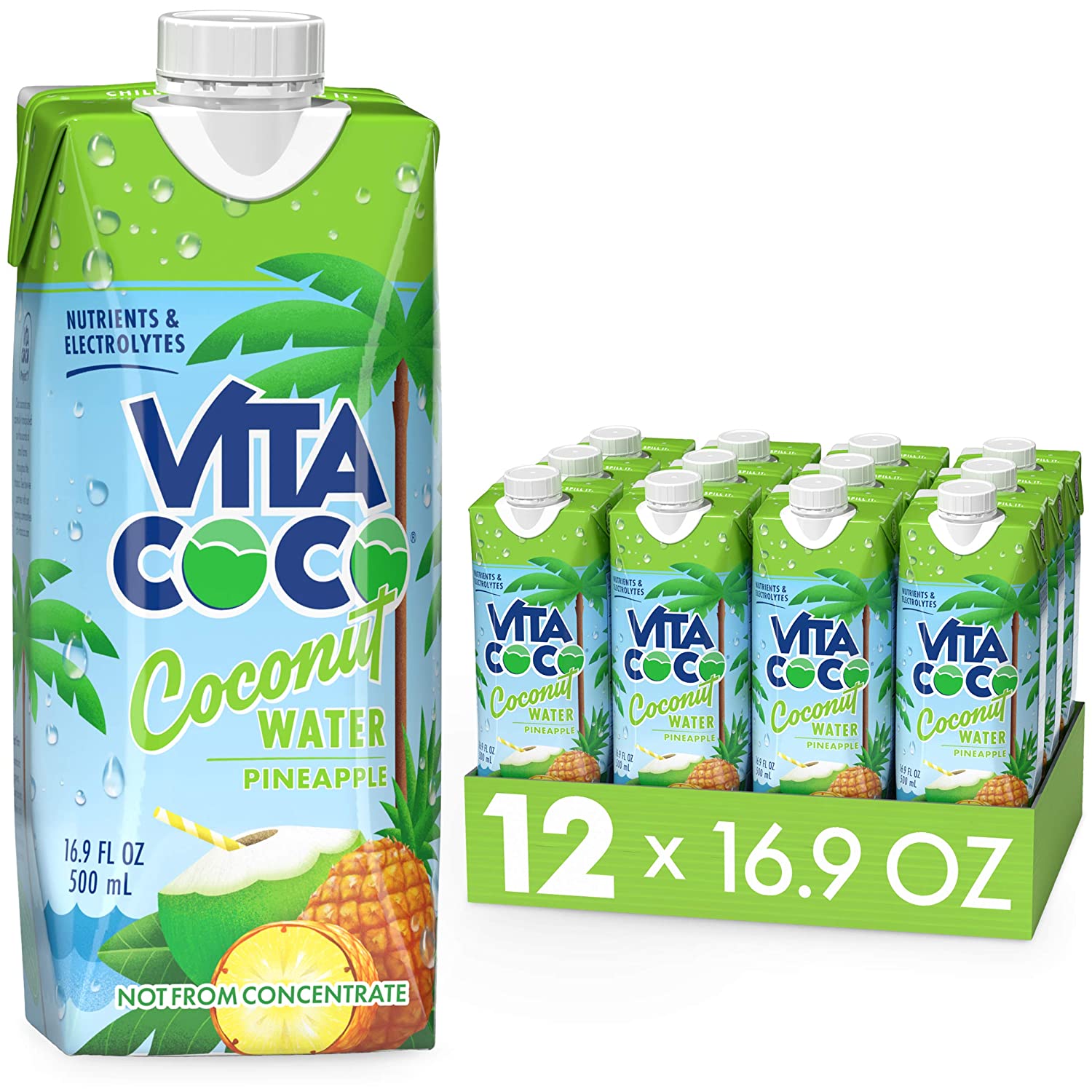 Vita Coco Coconut Water Naturally Hydrating Electrolyte Drink 16.9 Fl Oz (Pack of 12). 202.8 Fl Oz