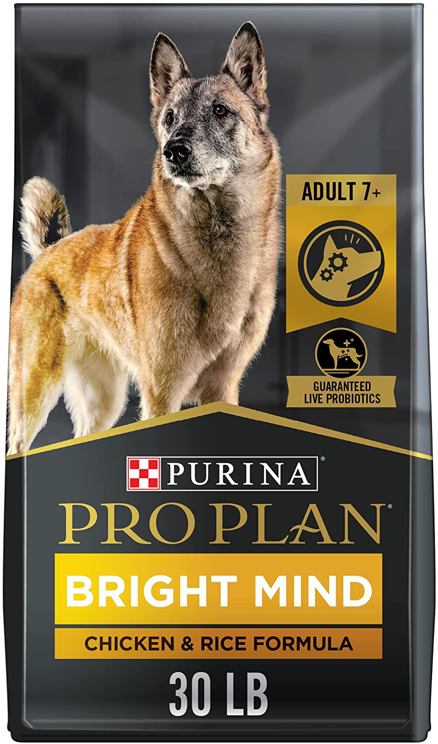 Purina Pro Plan Senior Dry Dog Food With Probiotics for Dogs. Bright Mind 7+ Chicken and Rice Formula - 30 lb. Bag