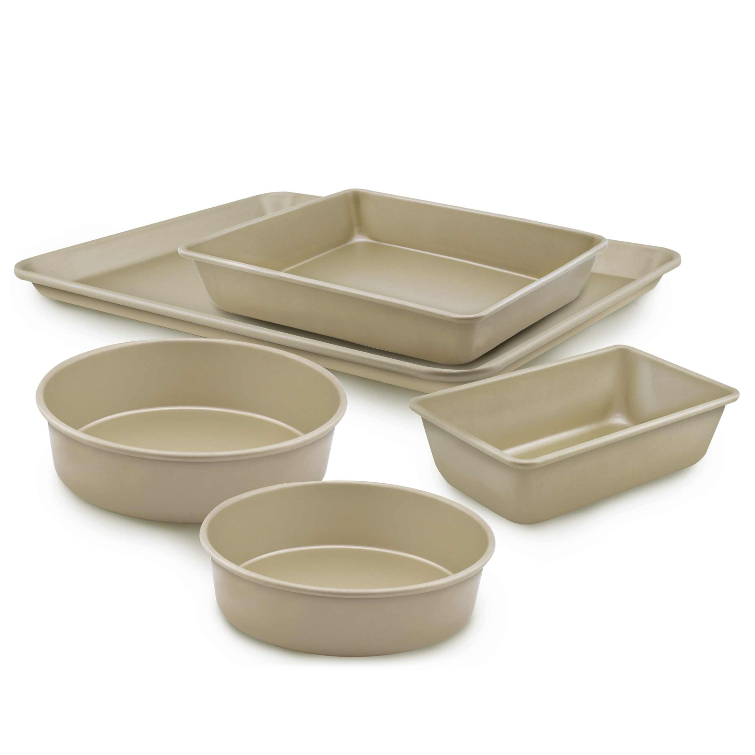Mainstays 5-Piece Nonstick Aluminized Steel Bakeware Set. Baking. Gold