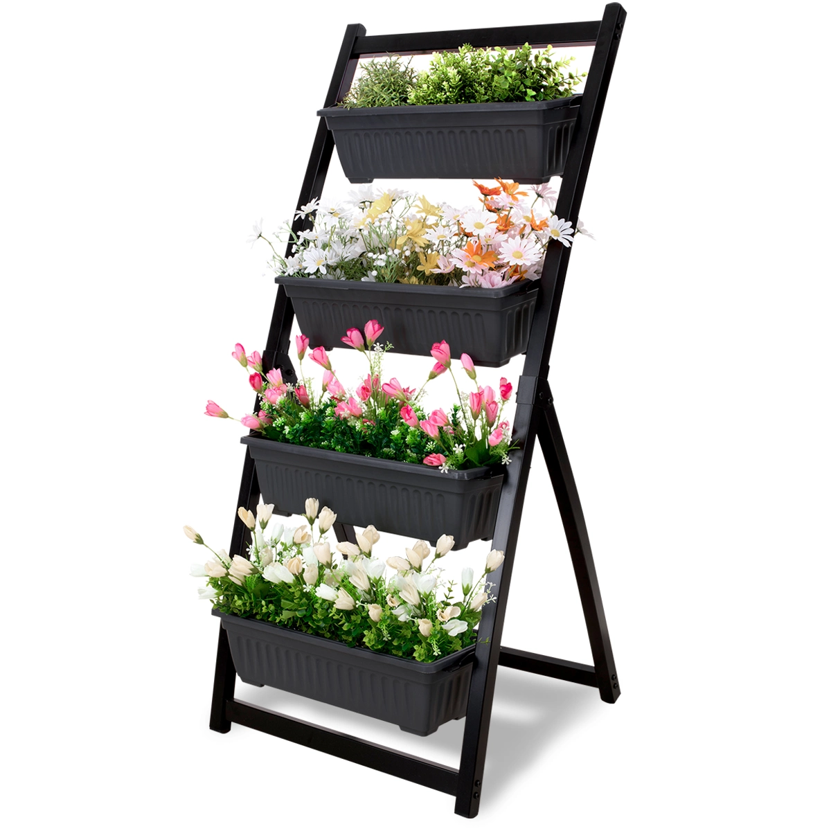 DISCOUNTTODAY 4Ft Vertical Raised Garden Bed .Freestanding Elevated Planters 4 Container Boxes for Patio Vegetables. Flowers Herb