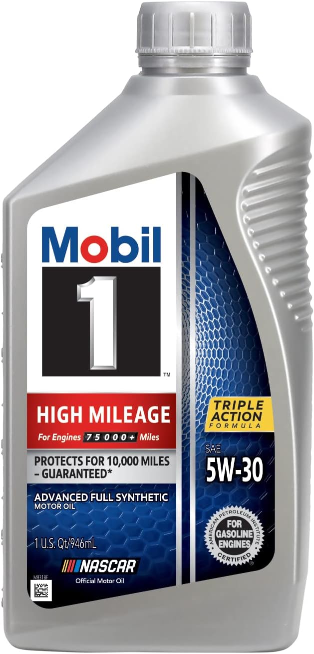 Mobil 1 High Mileage Full Synthetic Motor Oil 5W-30. 6-Pack of 1 quarts