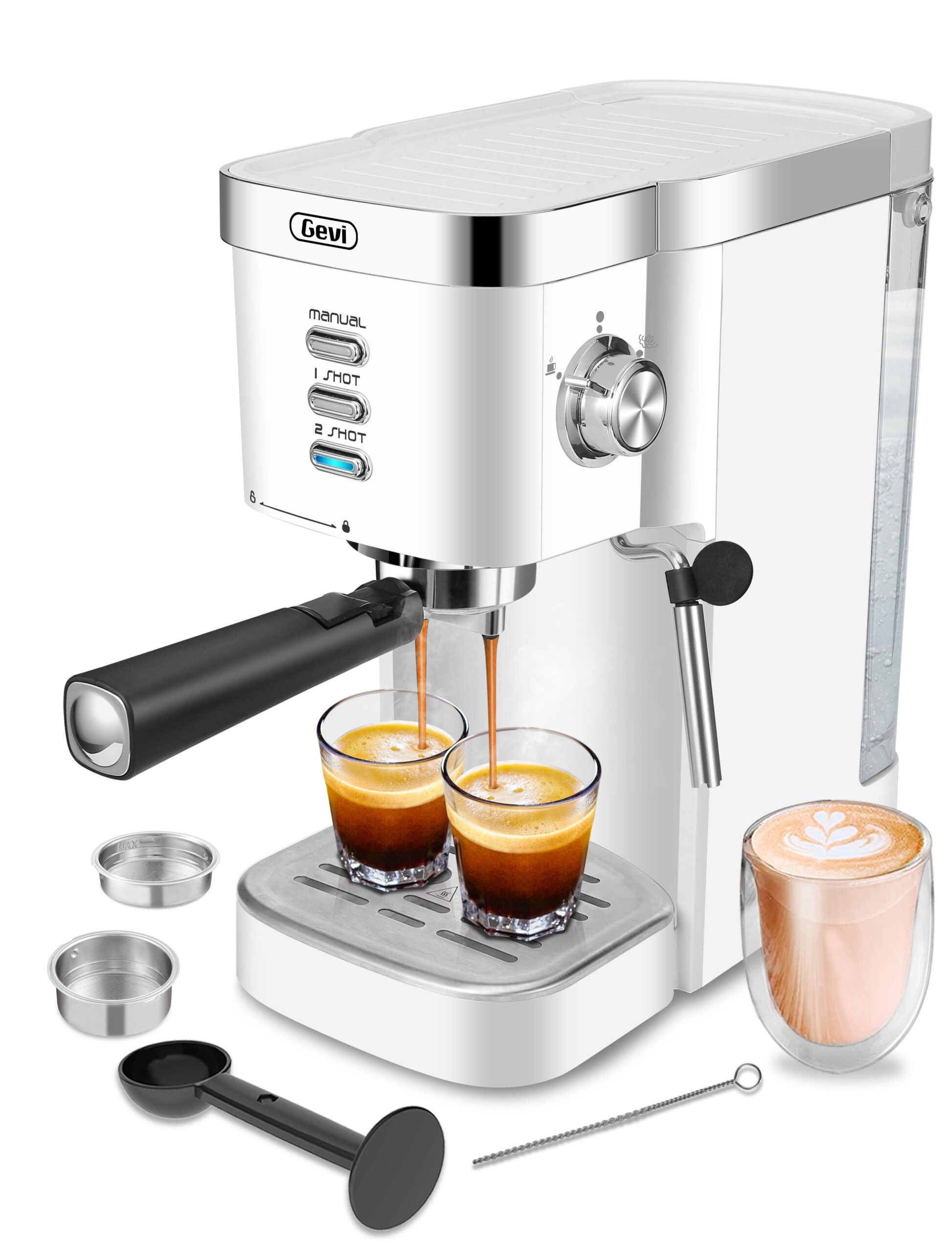 Gevi Espresso Machines 20 Bar Automatic Coffee Machine Cappuccino Coffee Maker with Milk Frother Wand. 40.58 OZ