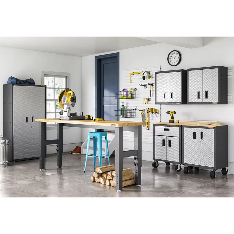 Gladiator GALG36KDYG Ready-to-Assemble Steel Freestanding Garage Cabinet in Silver Tread (36 in. W x 72 in. H x 18 in. D)