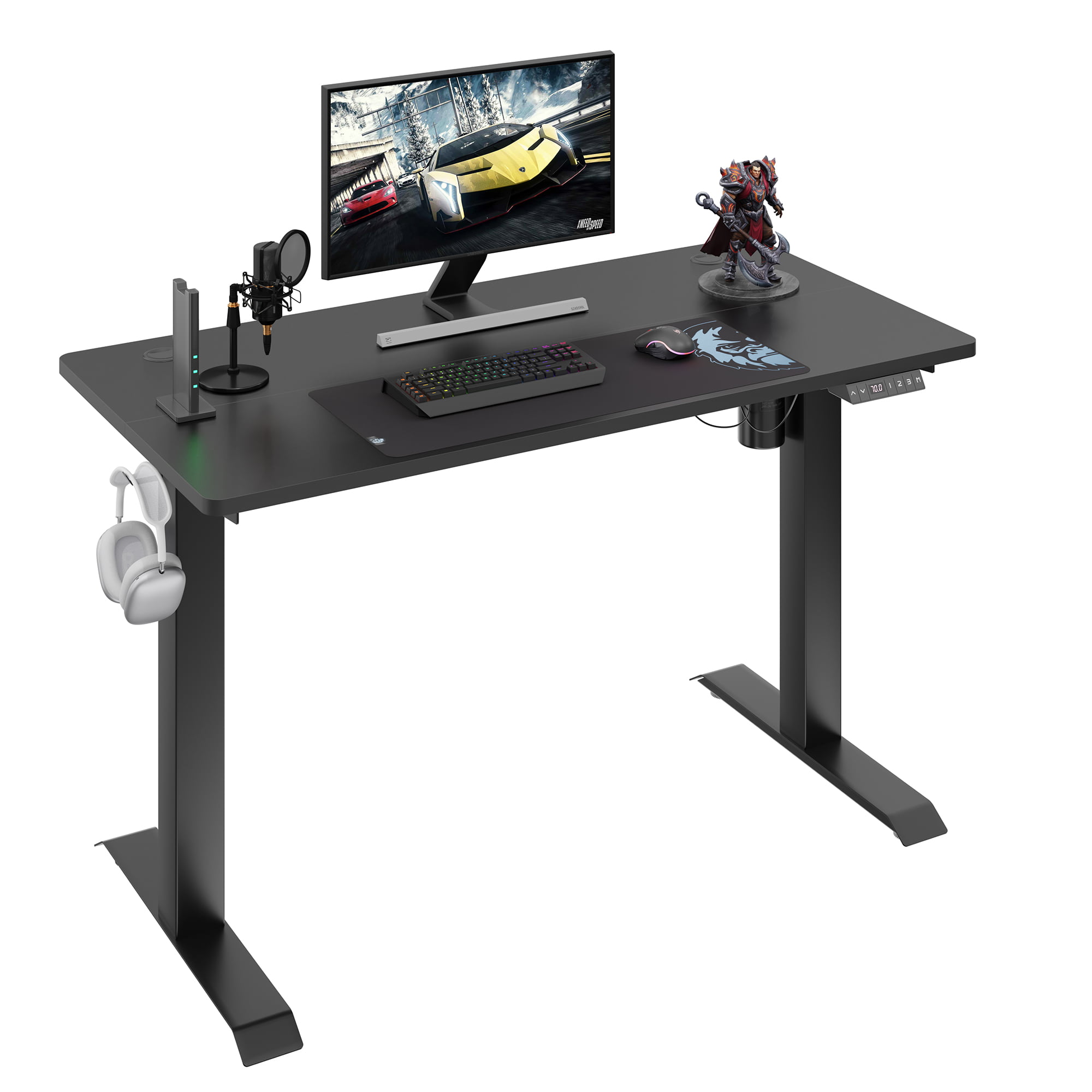 Sobaniilo 48″ x 24″ Home Office Electric Height Adjustable Standing Desk with Memory Control. Black Frame + Black Top