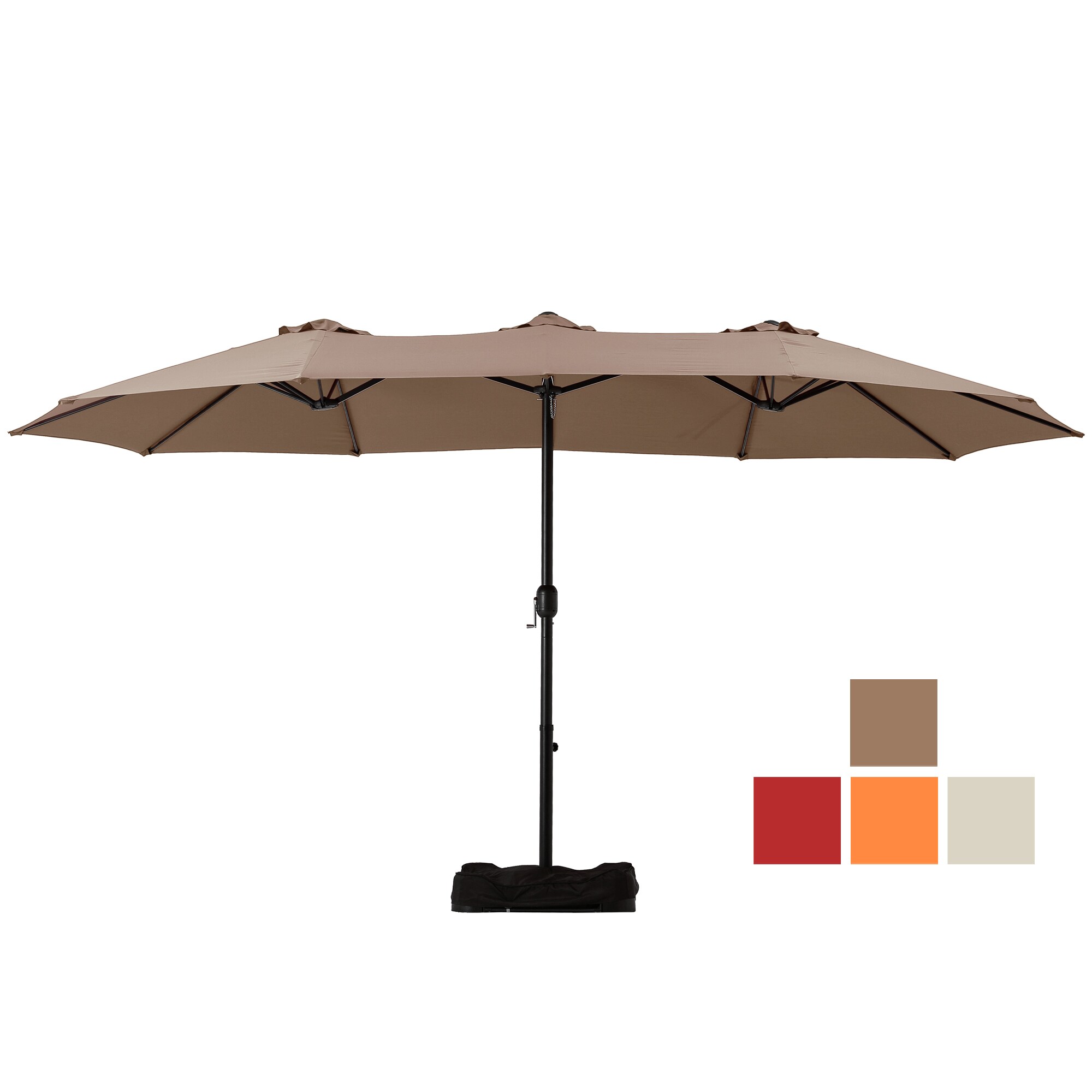Clihome 15-ft Khaki No-tilt Market Patio Umbrella with Base