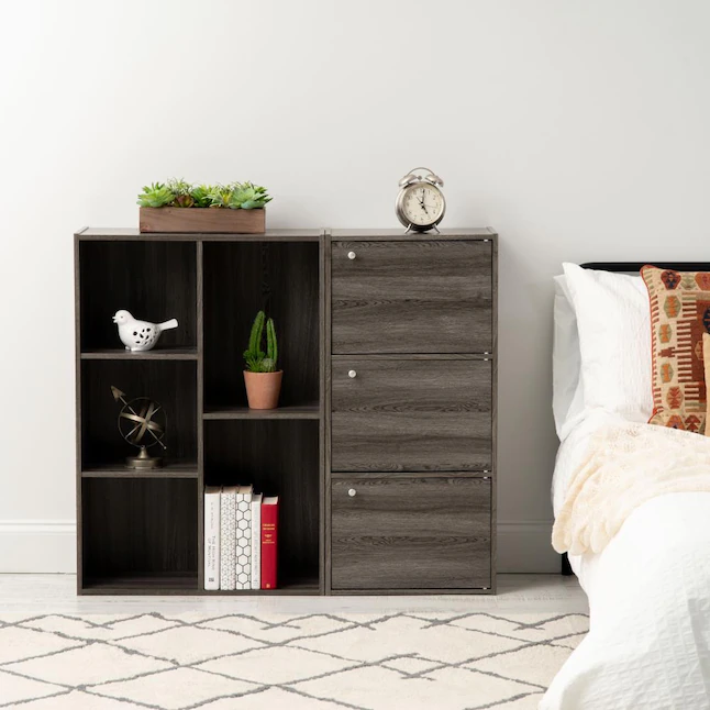 IRIS 596484 Gray Wood 5-Shelf Bookcase (23.64-in W x 34.67-in H x 11.43-in D)