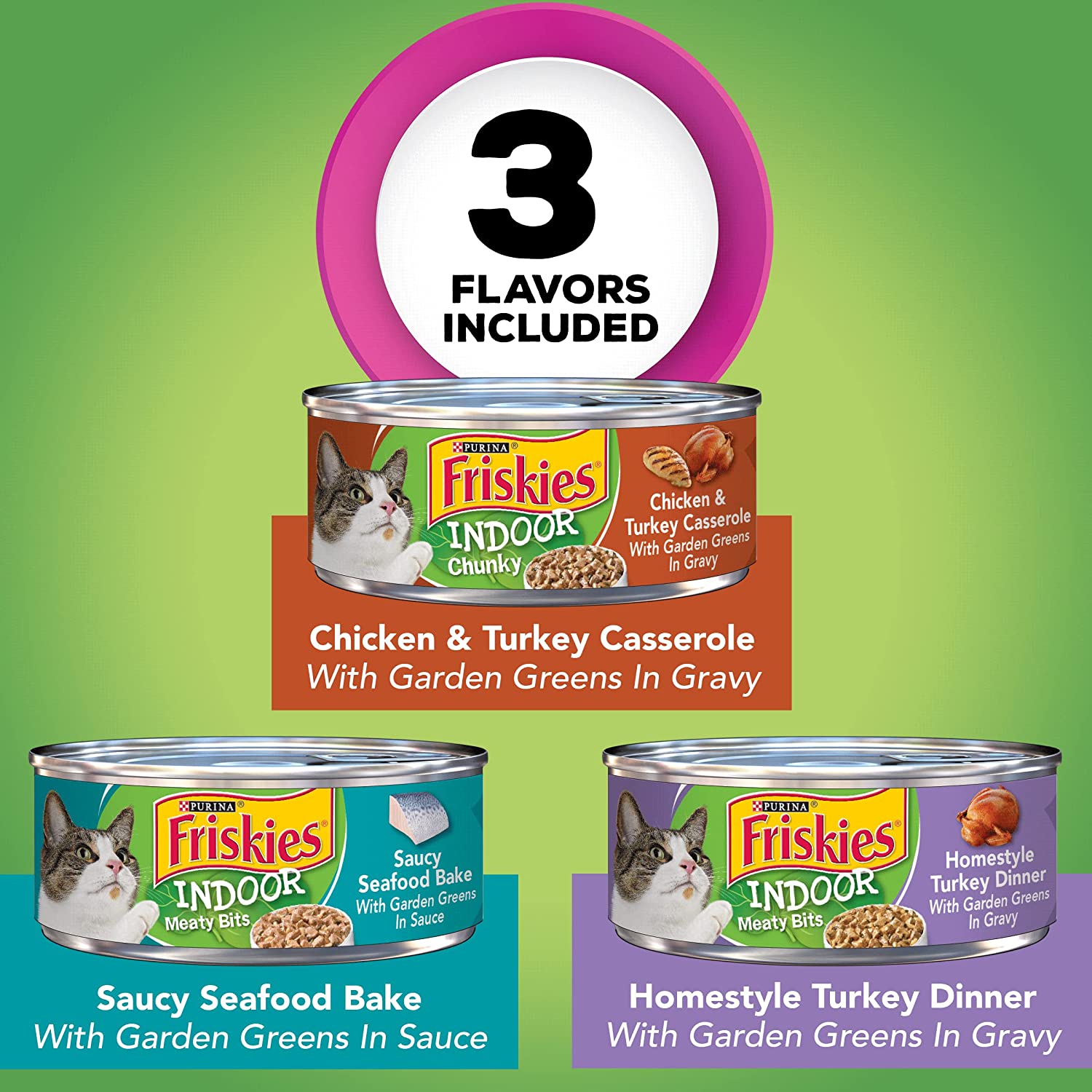 Purina Friskies Indoor Wet Cat Food Variety Pack. Indoor - (24) 5.5 oz. Cans