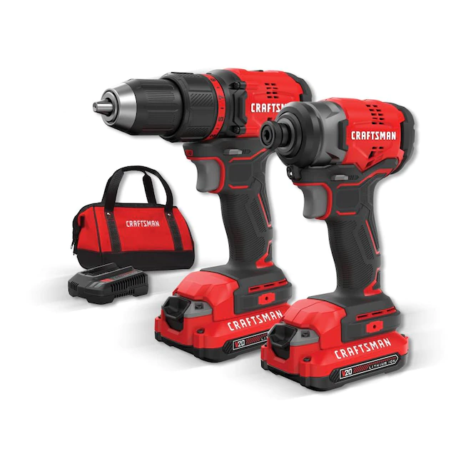 CRAFTSMAN CMCK210C2 V20 2-Tool 20-Volt Max Brushless Power Tool Combo Kit with Soft Case (2-Batteries Included and Charger Included)