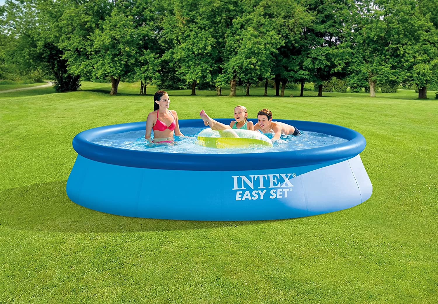 INTEX 28141EH Easy Set Inflatable Swimming Pool Set: 13ft x 33in – Includes 530 GPH Cartridge Filter Pump – Puncture-Resistant Material – 1926 Gallon Capacity – 26in Water Depth